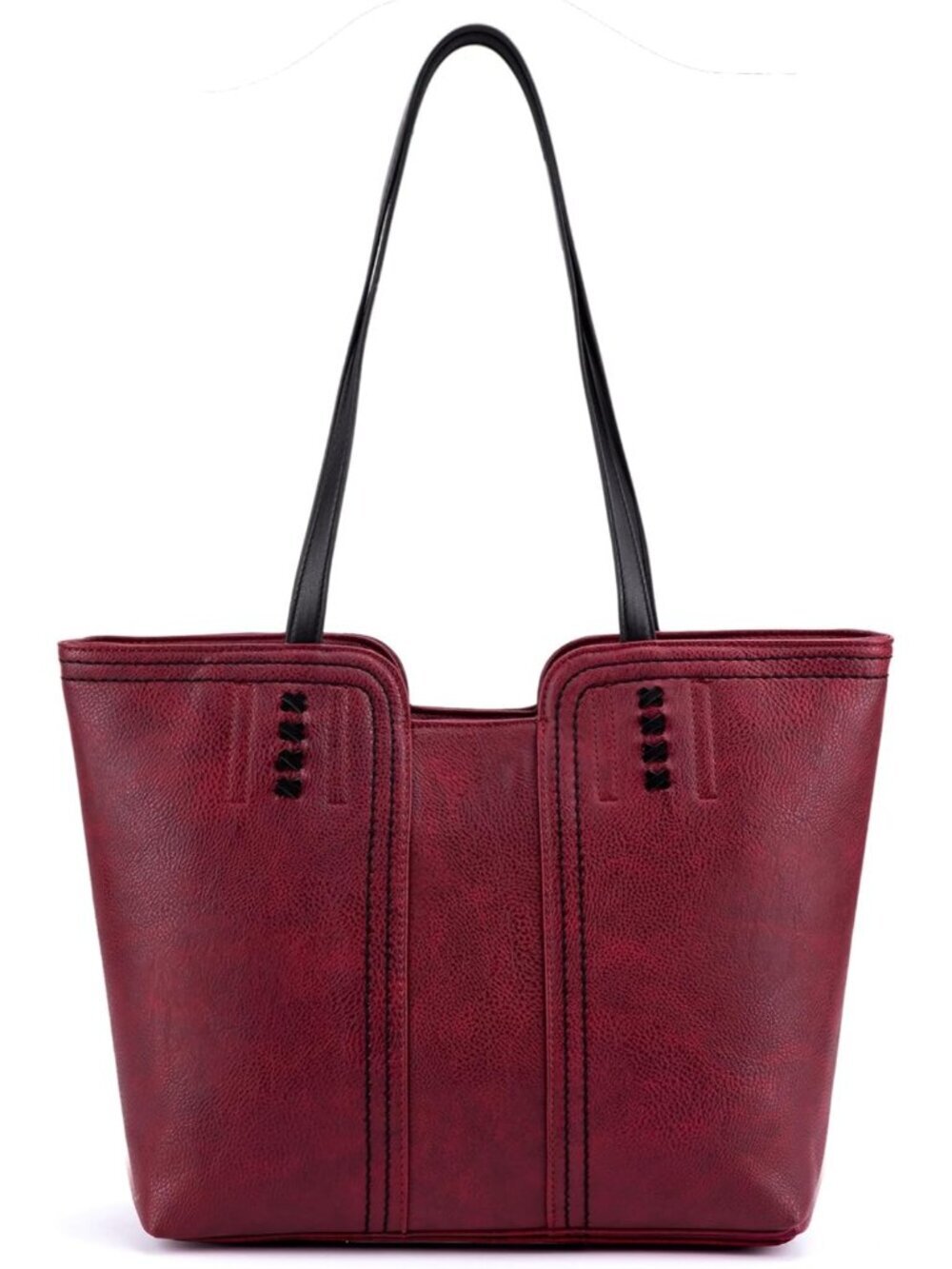 Women's Dahila Red Vegan Leather Classy Look West Tote Handle Satchel Purse